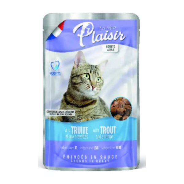 plaisir פאוץ' לחתול בטעם בקר והודו