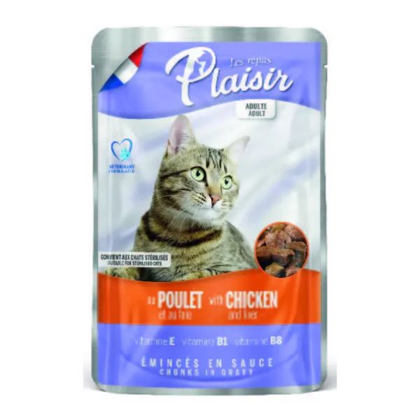 plaisir פאוץ' לחתול בטעם בקר והודו