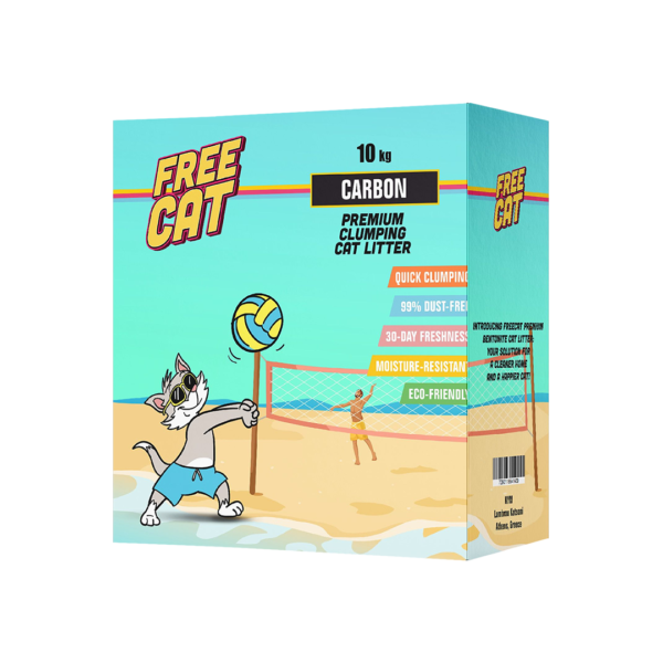 Free cat חול לחתולים מתגבש עם פחם פעיל בקרטון 10 ק"ג