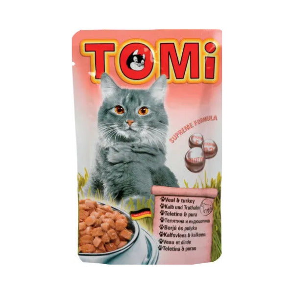 פאוץ' לחתול בטעם מגוון טעמים 100 ג TOMI